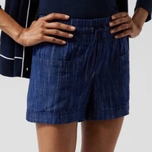 Athleta Cabo Linen 4" Short Women's Sz 8 Azure Blue - Picture 1 of 12